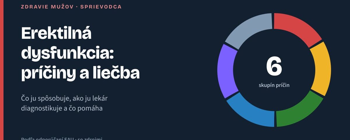 Erektilná dysfunkcia: príčiny, príznaky, diagnostika a liečba Kruhový diagram šiestich skupín príčin erektilnej dysfunkcie