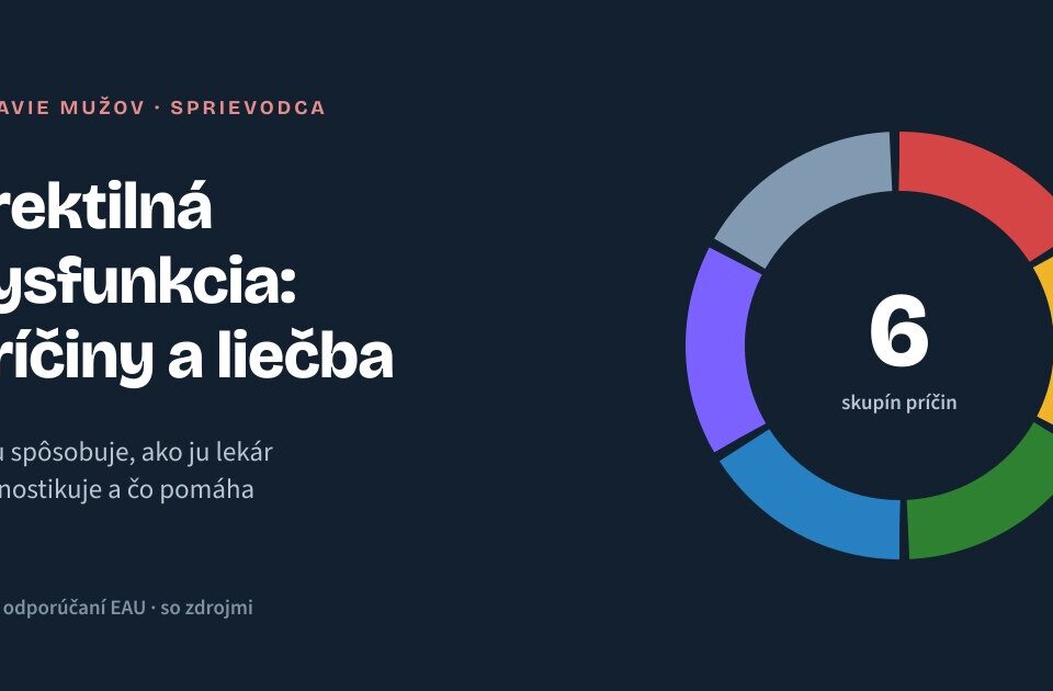 Erektilná dysfunkcia: príčiny, príznaky, diagnostika a liečba Kruhový diagram šiestich skupín príčin erektilnej dysfunkcie