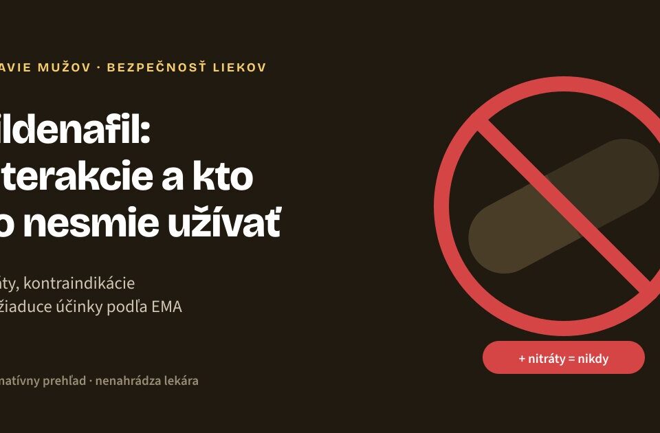 Sildenafil: ako účinkuje, interakcie a kto ho nesmie užívať Kapsula so zákazovým znakom ako upozornenie na nebezpečnú kombináciu sildenafilu s nitrátmi